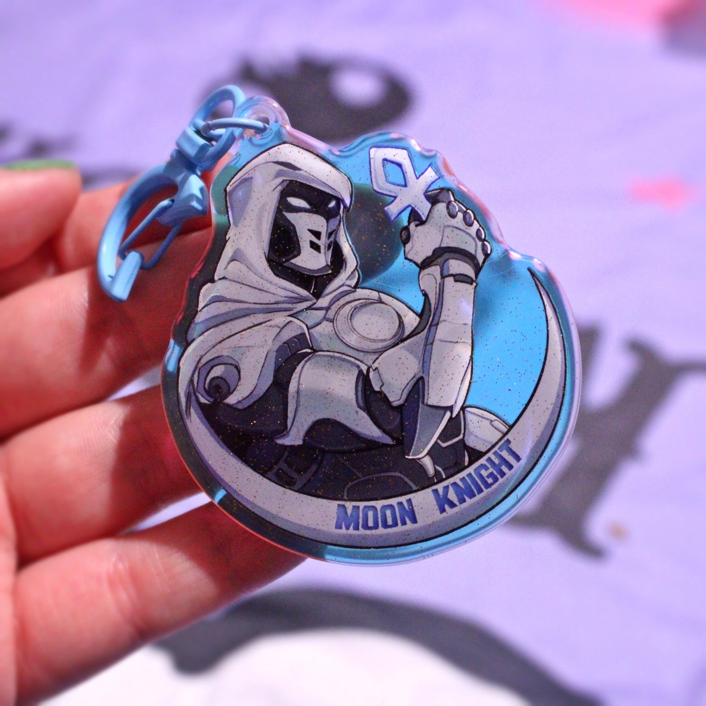 Moon Knight Keychain - Rainbow Acrylic