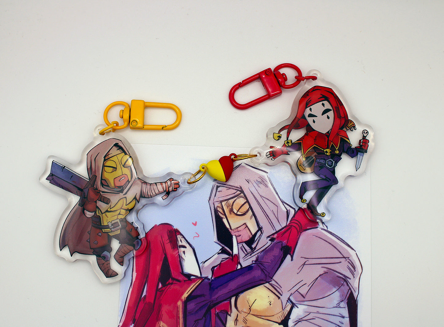 Leper/Jester Magnet Heart Keychain