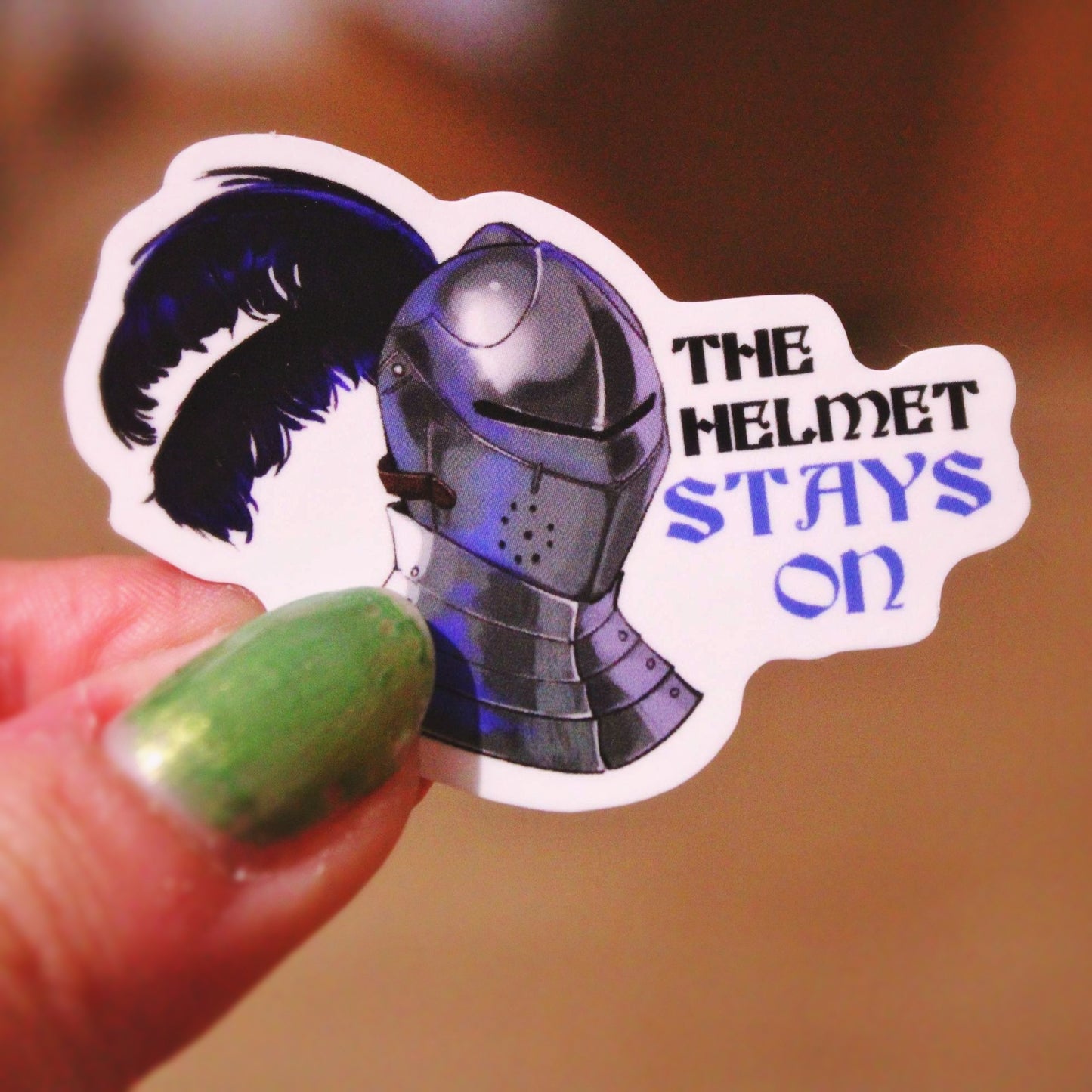 The Helmet Stays On Sticker