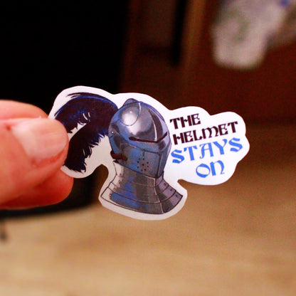 The Helmet Stays On Sticker