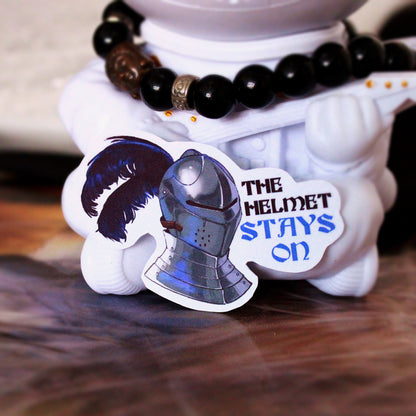 The Helmet Stays On Sticker