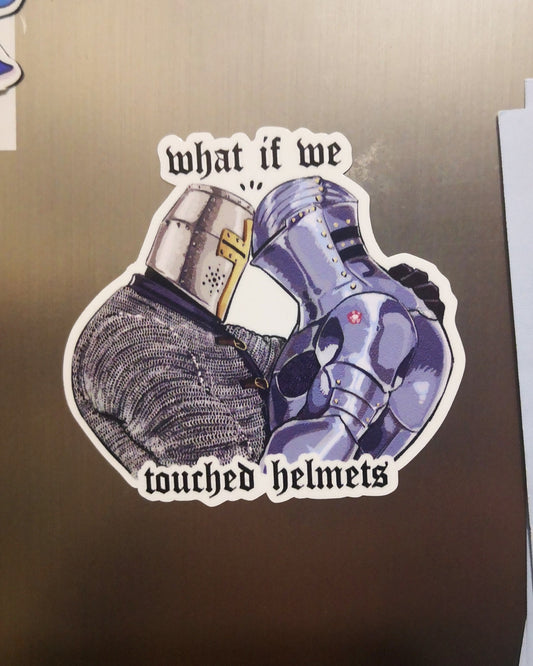 What If We Touched Helmets Fridge Magnet